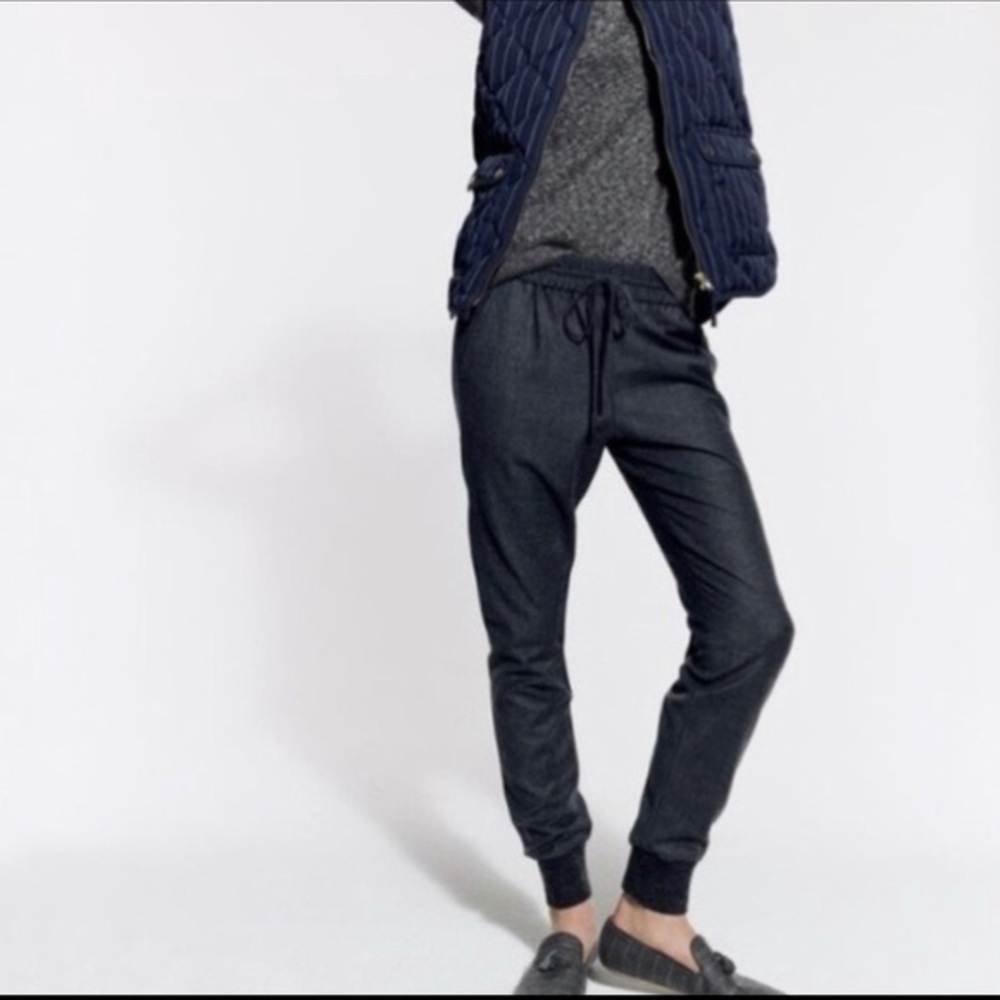 NWT J.Crew Drapey Wool Sweatpant, navy, sz 12
